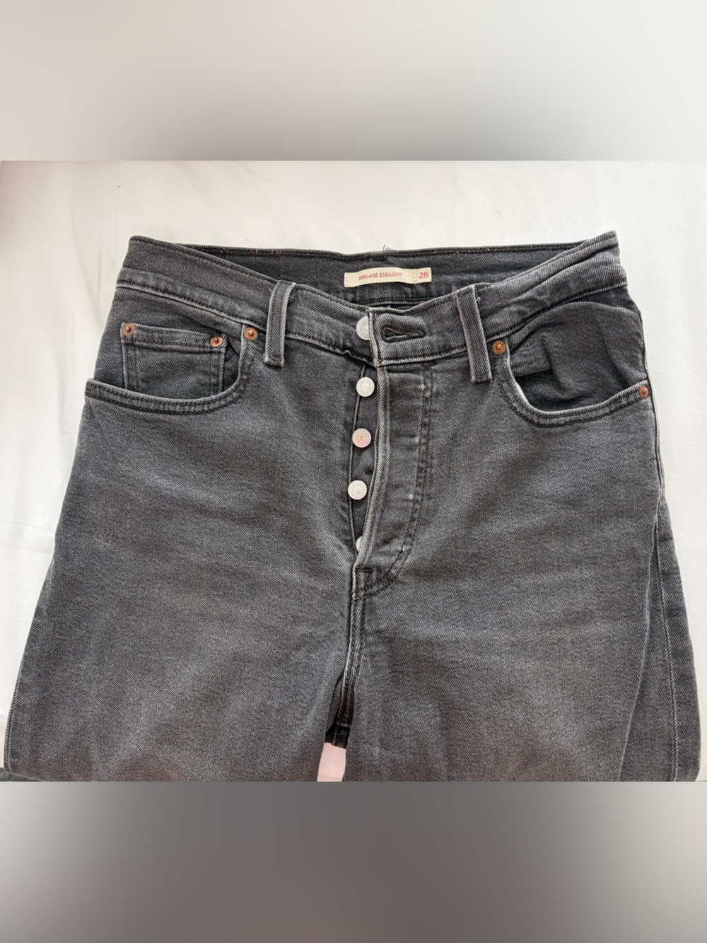 Levi's High-Rise Button-Fly Jeans in Washed Black